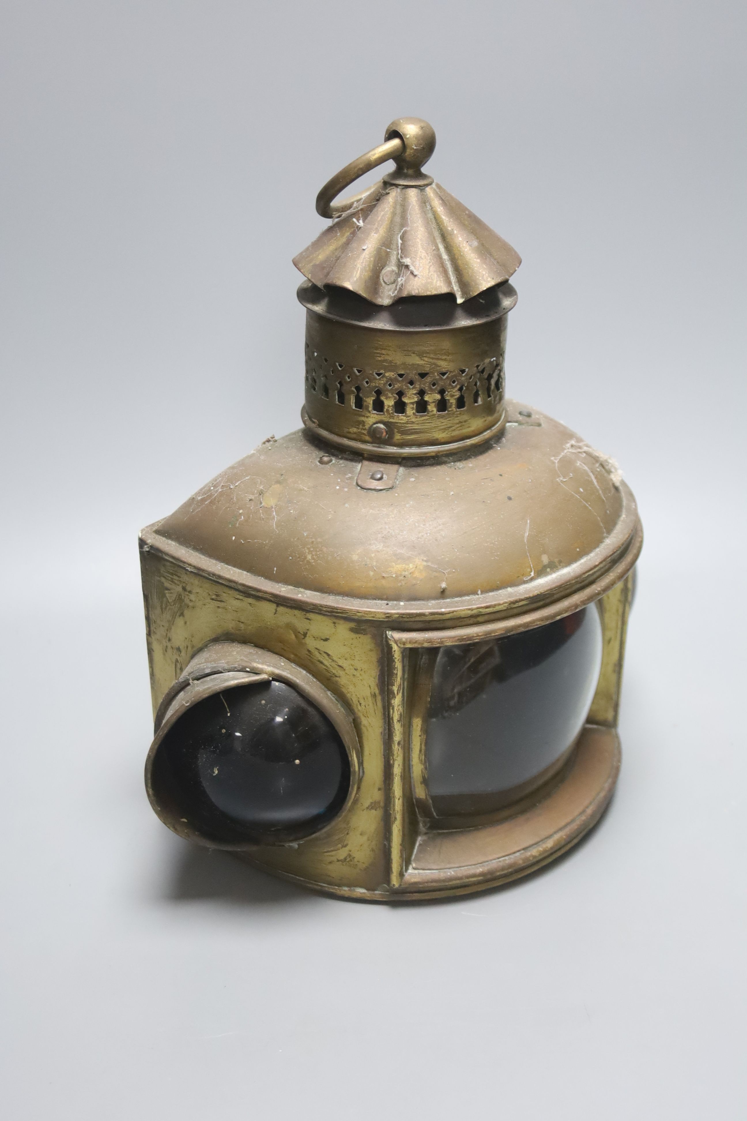 A Victorian copper and brass ship's lantern, 30 cm high